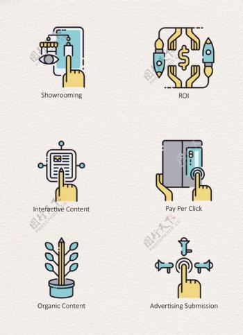 卡通数字营销矢量icon集