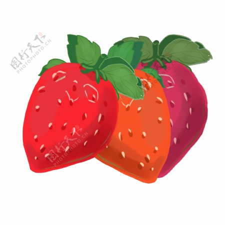 可爱卡通红色草莓装饰素材
