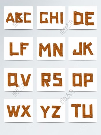 26个英文字母木纹素材