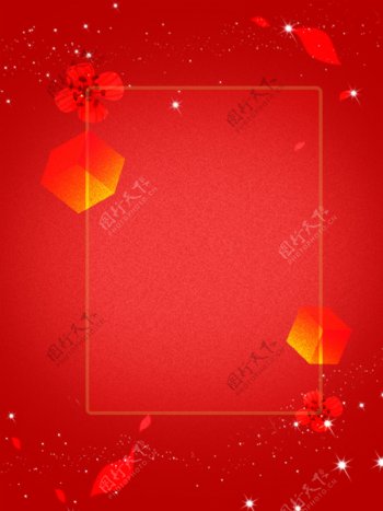 唯美简约红色新年喜庆几何花朵梦幻商务背景