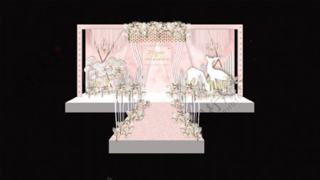 婚礼淡粉色舞台布置