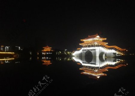 湖南湘潭九华湖公园夜景