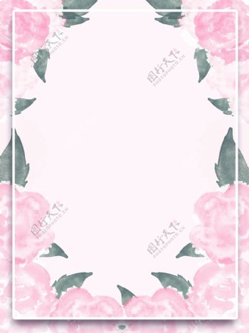 全原创手绘粉色月季秋季花朵海报背景