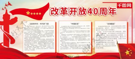 红色改革开放40周年党建宣传展板