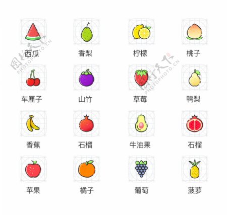 16枚常见水果图标sketch素材