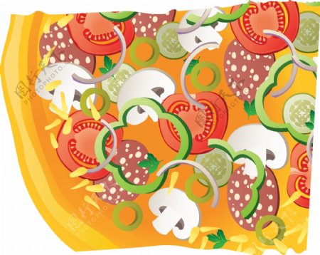 美味水果蔬菜披萨装饰图案
