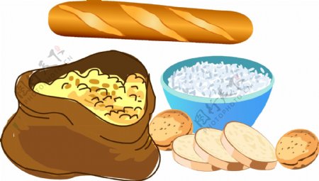 手绘面包食物元素