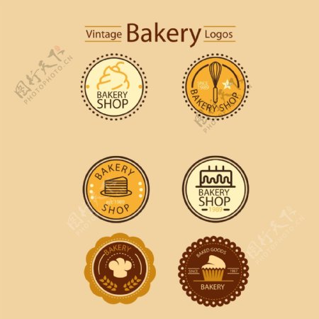 徽章样式的面包店标志素材