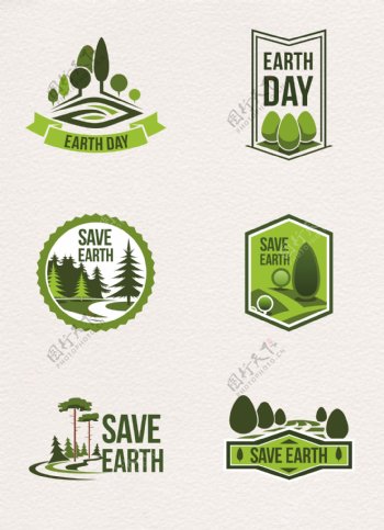 绿色地球环保主题图标矢量素材