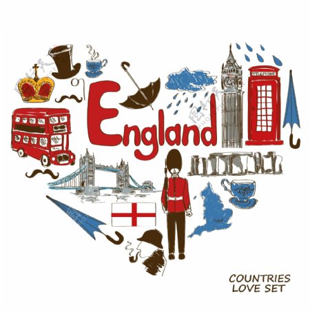 时尚创意英国旅行插画