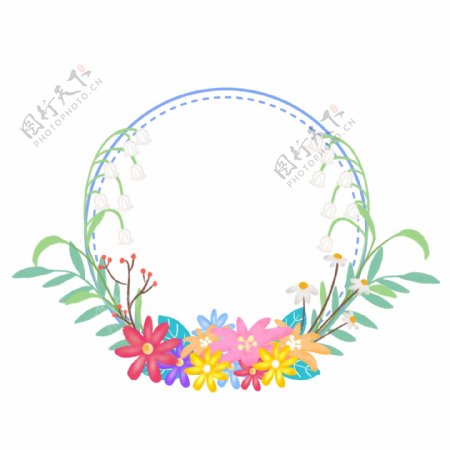 手绘花朵花卉植物绿植边框素材6