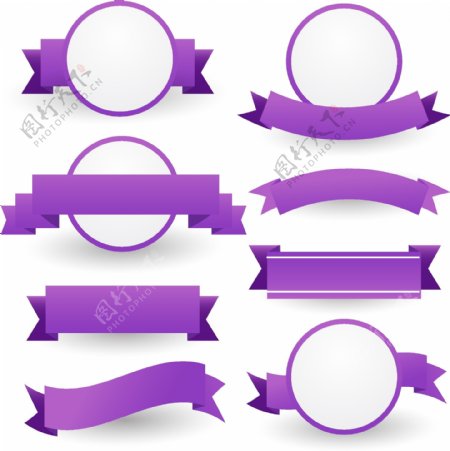 手绘紫色圆形边框元素