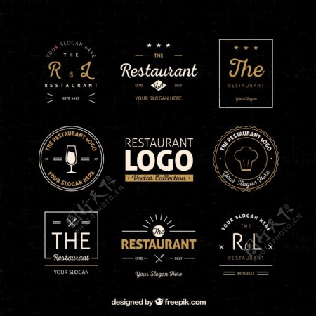 8款抽象餐厅标志设计矢量素材