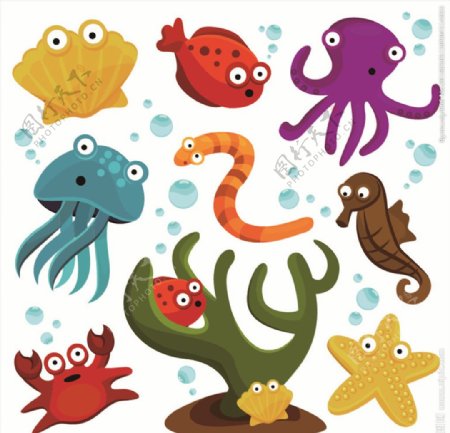 卡通漫画海底章鱼动物