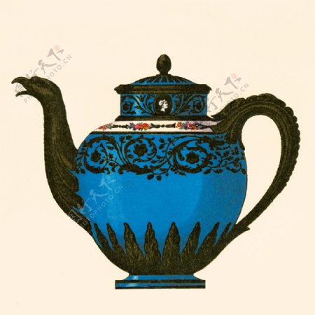欧美复古茶壶装饰油画