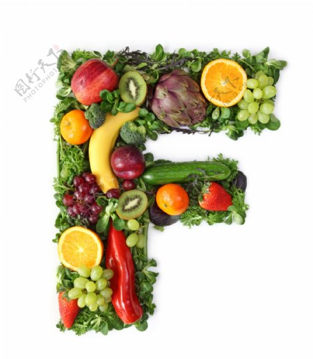 新鲜蔬菜水果组合字母