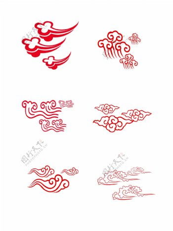 中国风云朵红色祥云装饰素材设计