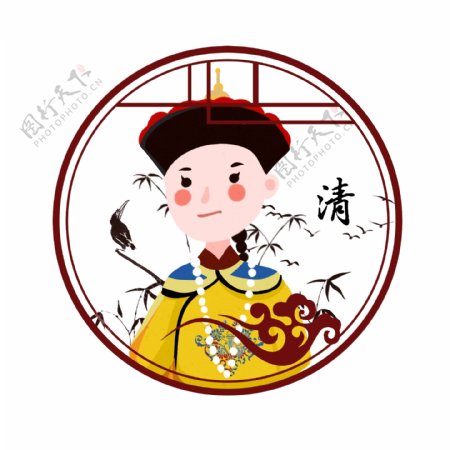 中国东方皇帝朝代Q版卡通素材