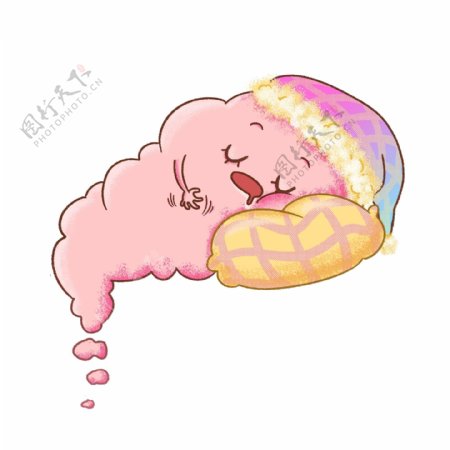 可爱卡通粉色睡觉的云彩