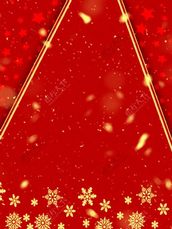 原创质感冬天雪花圣诞节新年红色喜庆背景