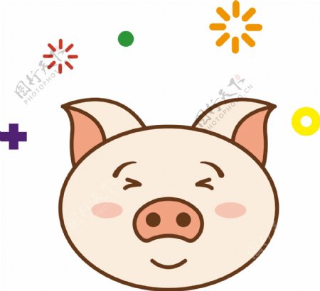 猪眯眼笑表情包mbe卡通可爱可商业元素