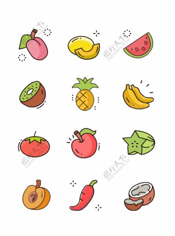 MBE简约水果蔬菜卡通图标矢量元素