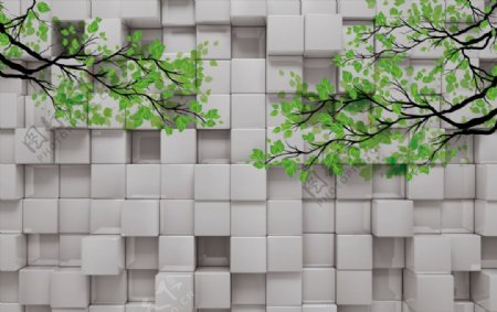 3D立体抽象手绘树
