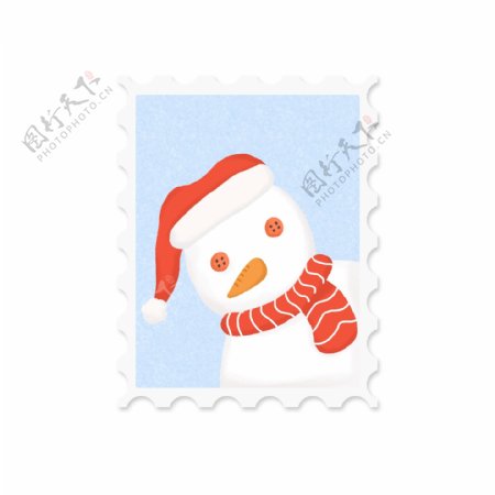手绘圣诞节可爱邮票贴纸素材元素3