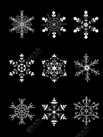 冬季素材矢量雪花图案设计