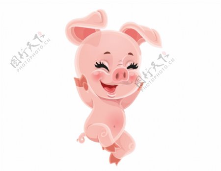 卡通可爱粉色小猪元素