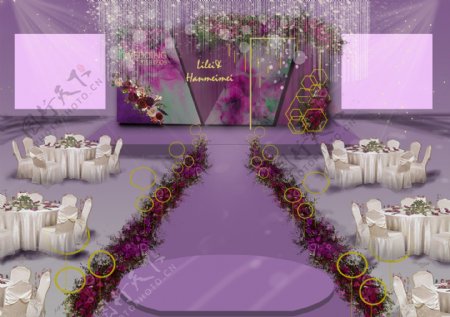 紫色简约时尚婚礼