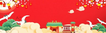 怀旧年货节中国风新年节日banner背景