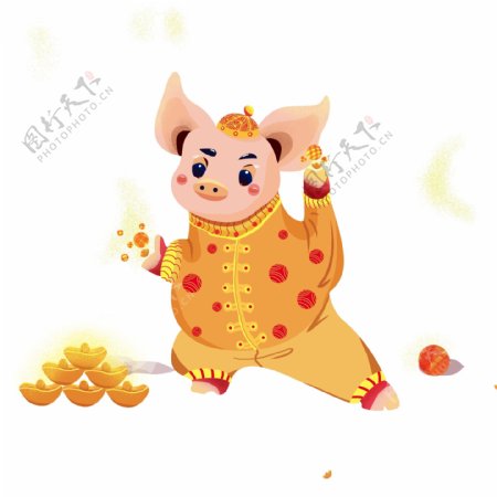 中国风财源广进卡通猪猪形象