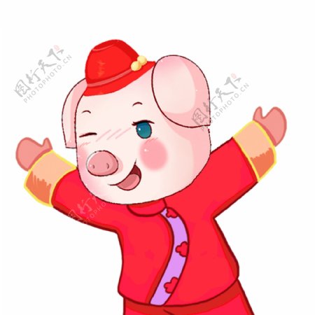 卡通猪年可爱害羞小猪设计