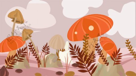 卡通蘑菇秋收季节背景素材