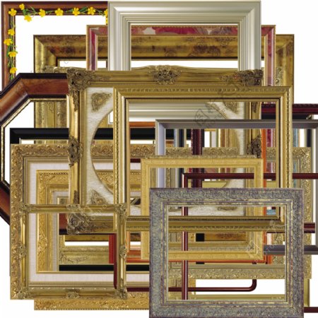 欧式镜框实木边框PSD分层素材