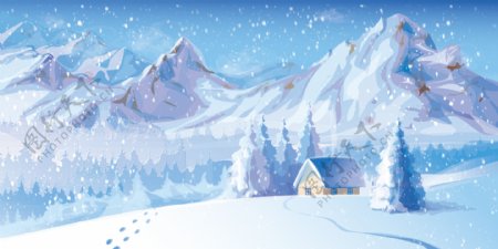 圣诞雪景插画
