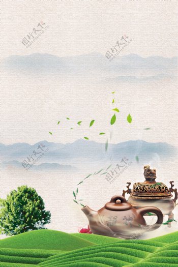 创意绿茶海报背景