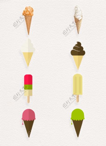 8组冰淇淋元素卡通psd设计
