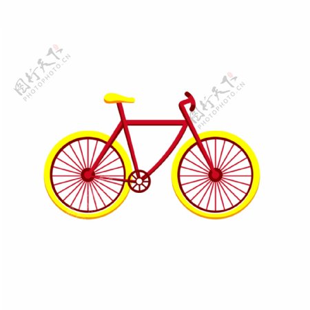 红黄色自行车交通工具扁平风元素