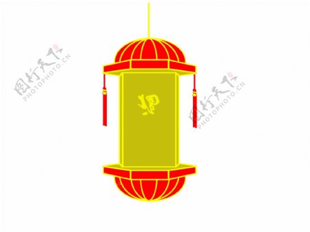 手绘中国风长方形红灯笼图