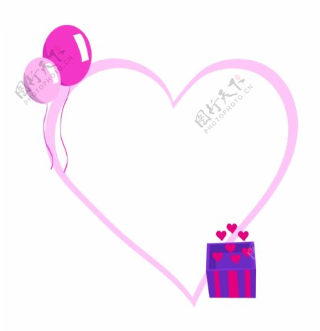 粉色爱心情人节边框插画