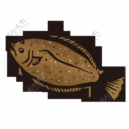 多宝鱼水彩绘画海鱼鱼类海产图案