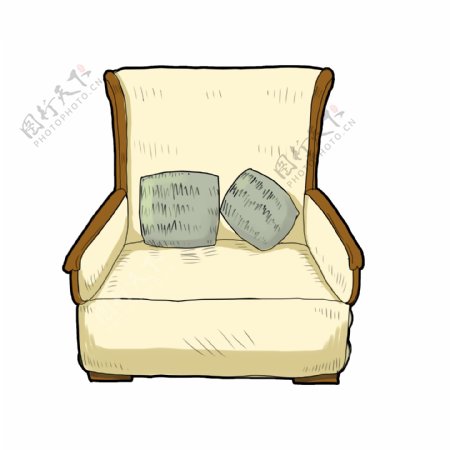 黄色单人沙发椅插画