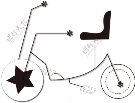 单车自行车创意卡通黑白可商用