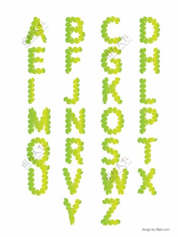 二十六英文字母渐变创意边框艺术字体