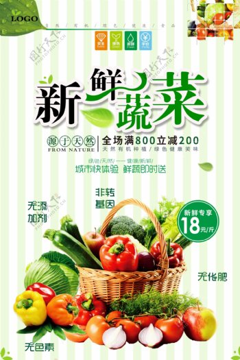 新鲜蔬菜宣传海报模版.psd