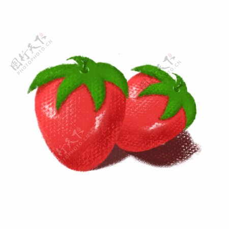 草莓手绘可爱红色可商用元素