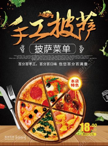 手工披萨宣传菜单模板图