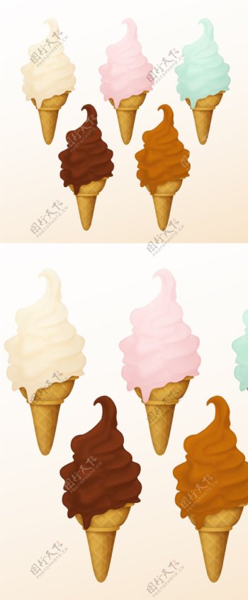 冰淇淋甜点美食绘画矢量素材